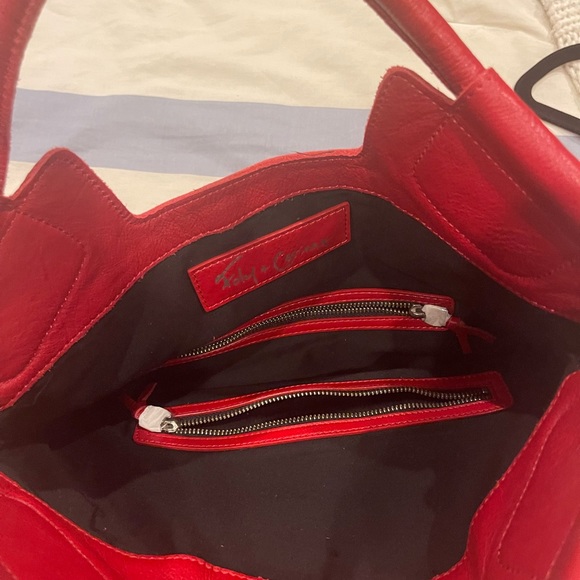 Foley+Corinna Mid City Red Leather fold over tote. - Picture 8 of 14